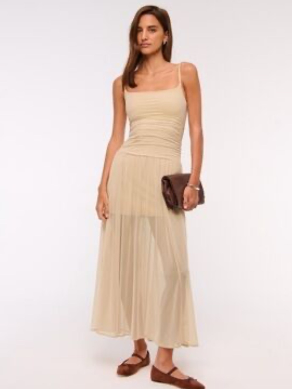Abercrombie Bra-Free Flowy Sheer Midi Dress